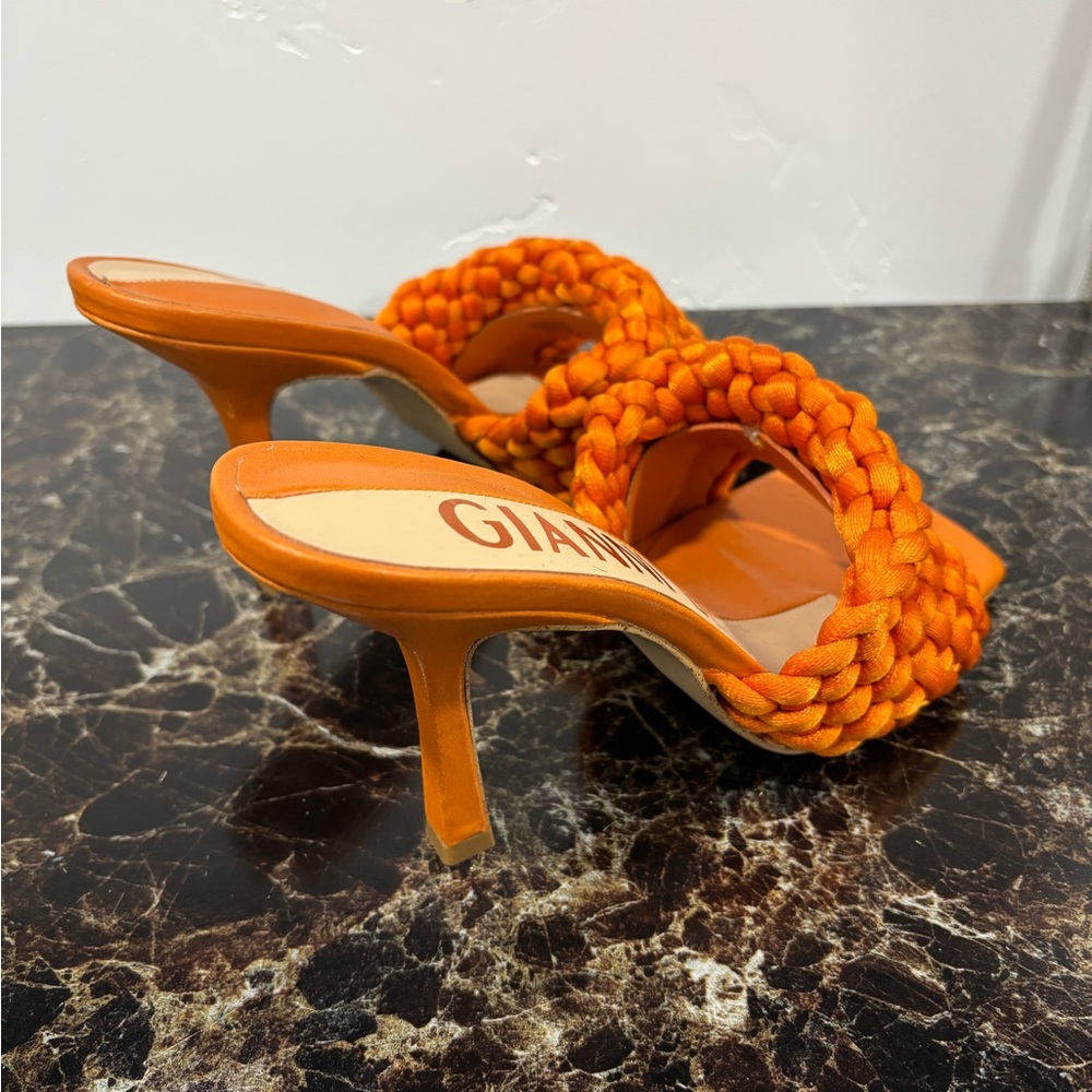 Gianni Bini Orange Braided Heels - Picture 2 of 3